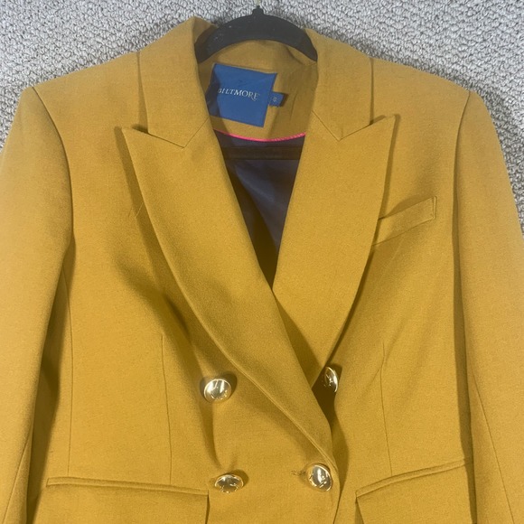 Biltmore Blazer‎ Jacket Womens 10 Brown Wool Blend Peak Lapel Double Breasted - Picture 2 of 9